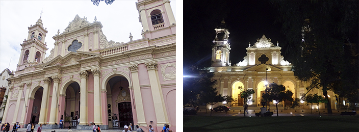 Catedral de Salta, de día y de noche